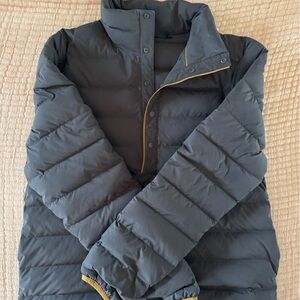 Jenni Kayne Down Pullover Brown Puffer Jacket Small Anorak Half Snap Quilt